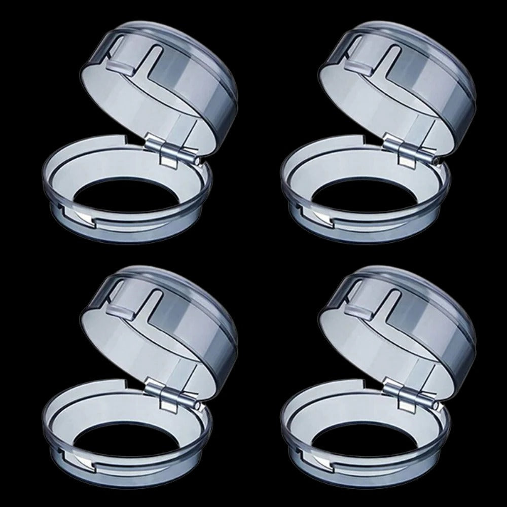 Herdknopf-Schutzkappen im 4er-Set als Kindersicherung für Gasherd und Küche – ca. 6 × 4 cm, transparent oder schwarz, ohne Werkzeug
