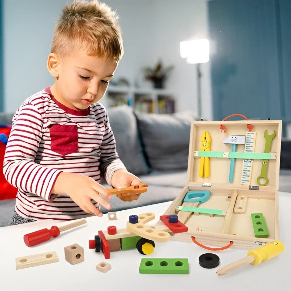 Werkzeugkoffer-Spielset für Kinder zum Bauen und Schrauben im Kinderzimmer – 35 Teile, ab 3 Jahren, Tragekoffer