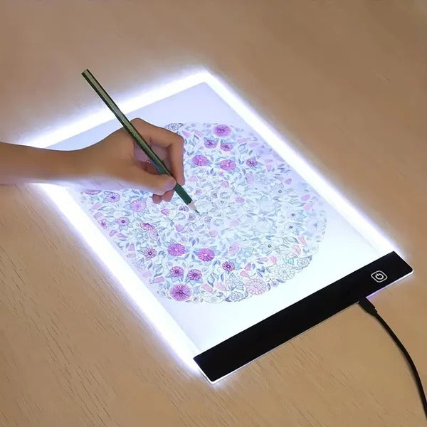 LED-Leuchtplatte A4 zum Abpausen für Zeichnen, Kalligrafie und Handarbeit – 29,7 × 21 cm, 3 Helligkeitsstufen, USB, flimmerfrei