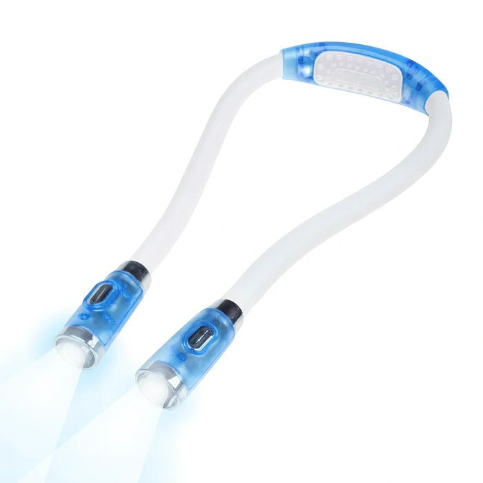 LED-Nackenleseleuchte mit flexiblen Armen zum freihändigen Lesen im Bett, beim Stricken und Reisen – 4 Helligkeitsstufen, AAA, 4 Farben
