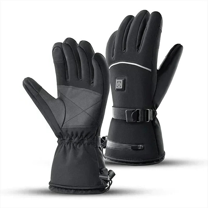 Beheizbare Motorradhandschuhe mit Akku und Touchscreen-Fingerspitzen für Touren und Pendeln im Winter – regelbare Heizstufen, Schwarz