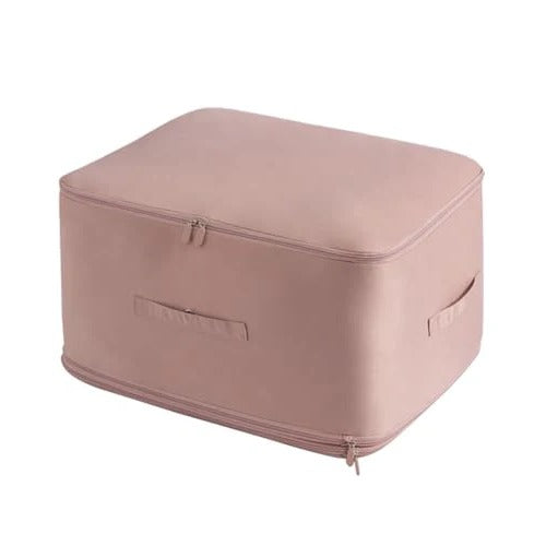 Kompressions-Aufbewahrungstasche für Kleidung, Bettdecken und Umzug – ca. 53 × 42 × 30 cm, zwei Reißverschlüsse, faltbar, Rosa oder Lila