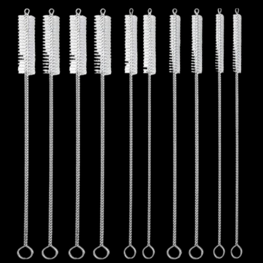 Strohhalm-Reinigungsbürsten mit Metallstiel für Trinkhalme, Flaschen und schmale Behälter – 10er-Set, 20 cm lang, 3 Durchmesser