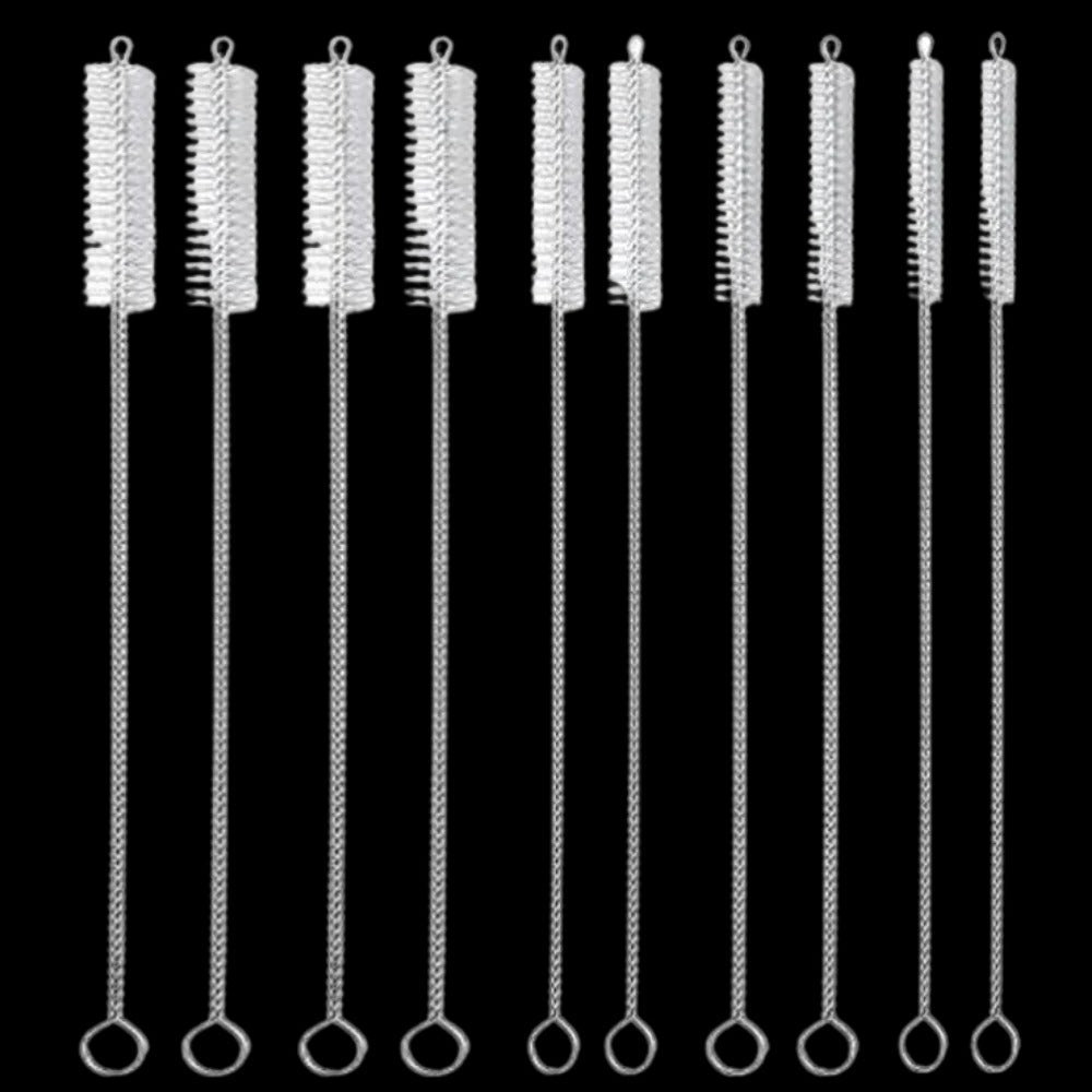 Strohhalm-Reinigungsbürsten mit Metallstiel für Trinkhalme, Flaschen und schmale Behälter – 10er-Set, 20 cm lang, 3 Durchmesser
