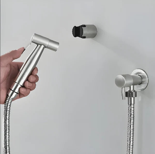 Handbidet-Brause-Set mit Schlauch, Wandhalter und Eckventil für die Toilette im Badezimmer – regulierbarer Wasserstrahl, korrosionsbeständig, 2 Farben