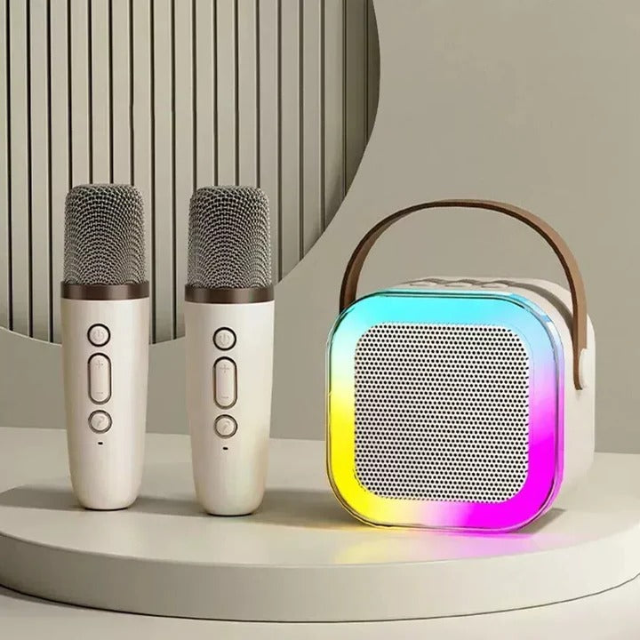 Kinder-Karaokemaschine mit 2 kabellosen Mikrofonen für Kinder von 3 bis 12 Jahren – Bluetooth, LED-Licht, Stimmeffekte, 3 Farben