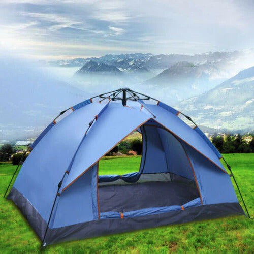 Kuppelzelt mit Schnellaufbau für Camping, Festival und Strand – vormontiertes Faltgestänge, schnell aufgestellt, in Grün und Blau
