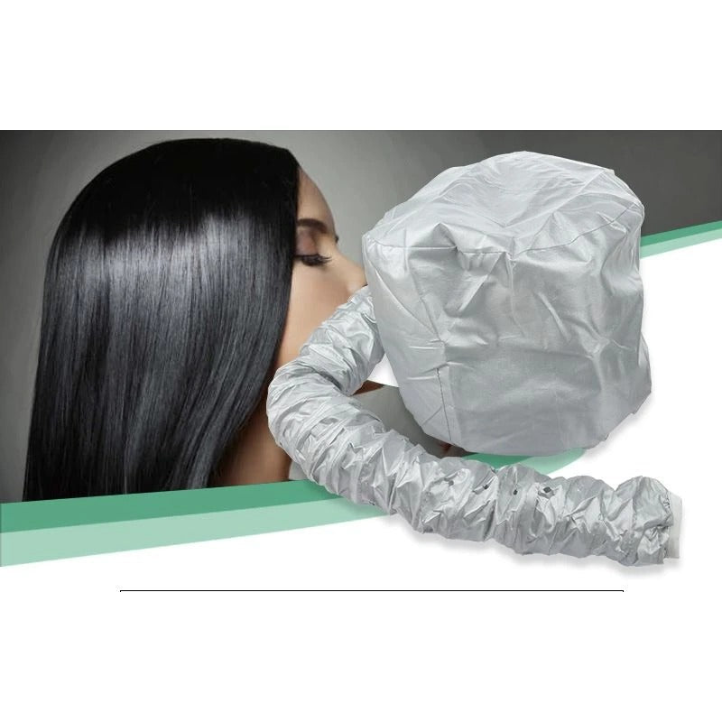 Haartrockenhaube als Aufsatz für den Föhn zum Trocknen der Haare zu Hause wie im Salon – weiche Haube mit Schlauch, Grau, Rosa oder Schwarz
