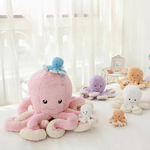 Riesiges Oktopus-Kuscheltier aus Plüsch für Kinderzimmer, Sofa und Vorlesestunde – Plüschtier mit 8 Armen, 5 Farben