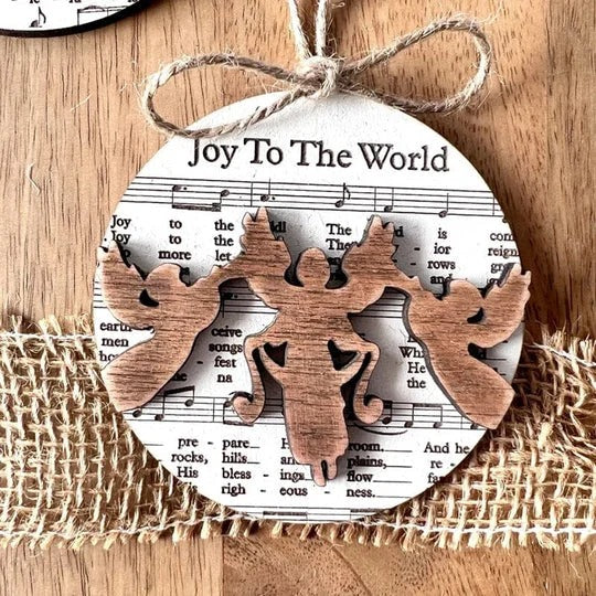 Weihnachtsanhänger mit Notenblatt und Krippenmotiv für Weihnachtsbaum und Festdeko – Christbaumschmuck, 5 Weihnachtslieder