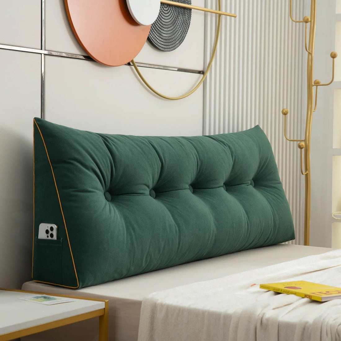 Keilkissen als Rückenkissen für Bett und Sofa zum aufrechten Sitzen – 100, 150 oder 200 cm breit, Bezug aus Bio-Baumwolle, 11 Farben