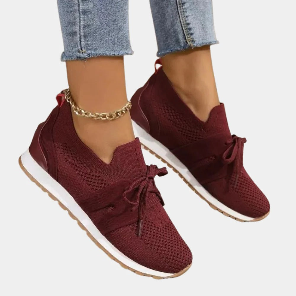 Damen-Sneaker mit weicher Innensohle für Alltag und elegante Outfits – gute Stütze, Größe 4 bis 9, in Schwarz, Rot, Grau, Dunkelblau oder Dunkelbraun