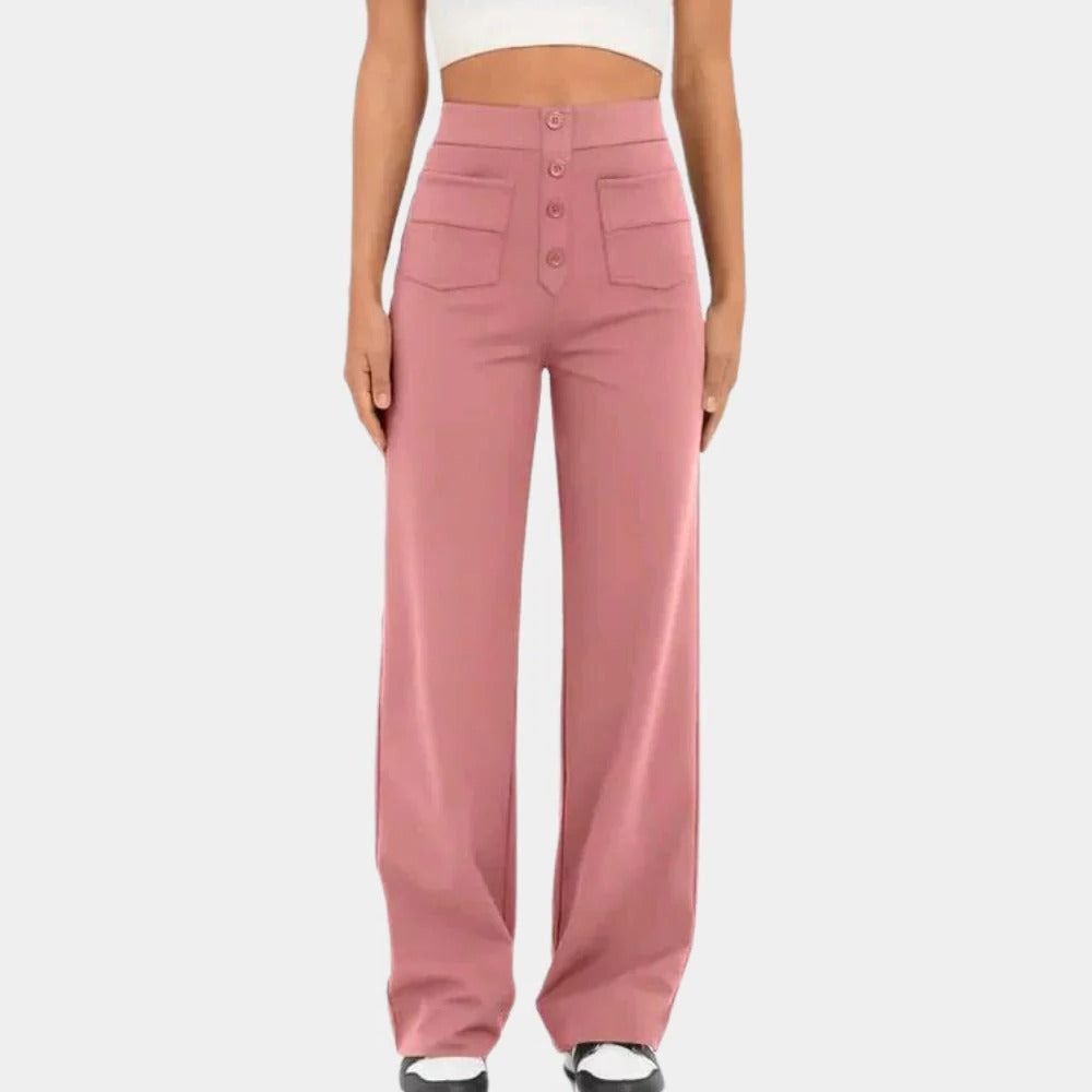 High-Waist-Hose für Damen für Büro, Alltag und Wochenende – hoher Bund, eleganter Schnitt, atmungsaktiver Stoff, S bis XL, 4 Farben