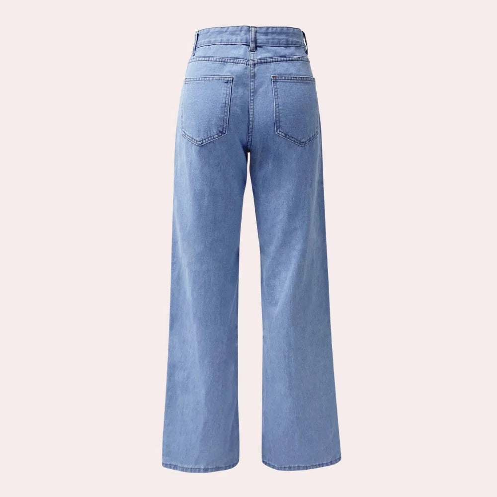 Damen-Jeans mit hoher Taille aus Stretch-Denim für Alltag, Büro und Freizeit – lange Beinlänge, US 2 bis 10, Dunkelblau, Hellblau, Schwarz