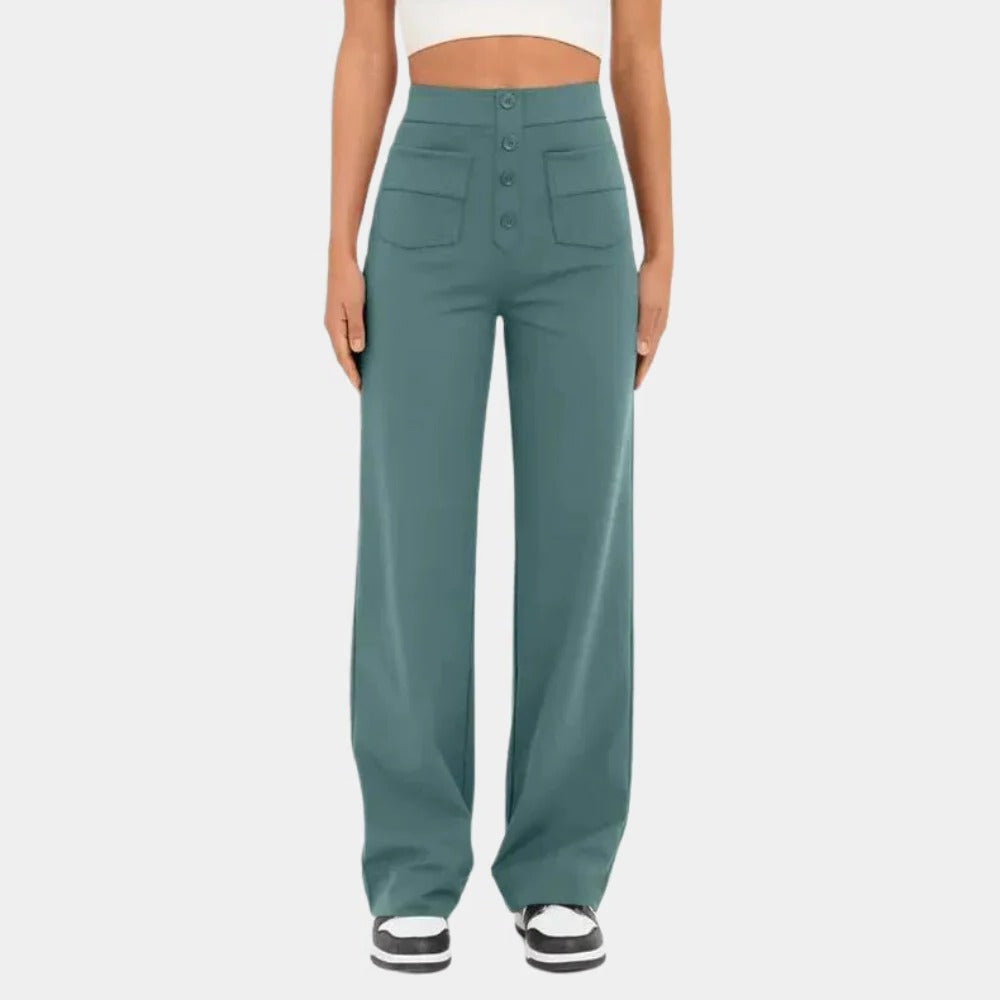 High-Waist-Hose für Damen für Büro, Alltag und Wochenende – hoher Bund, eleganter Schnitt, atmungsaktiver Stoff, S bis XL, 4 Farben