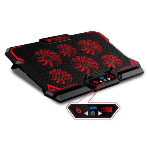 Laptop-Kühler für Gaming mit 6 LED-Lüftern für Laptops bis 17 Zoll – bis 2600 U/min, 2 USB-Ports, auch als Ständer, ca. 41,7 × 30 cm