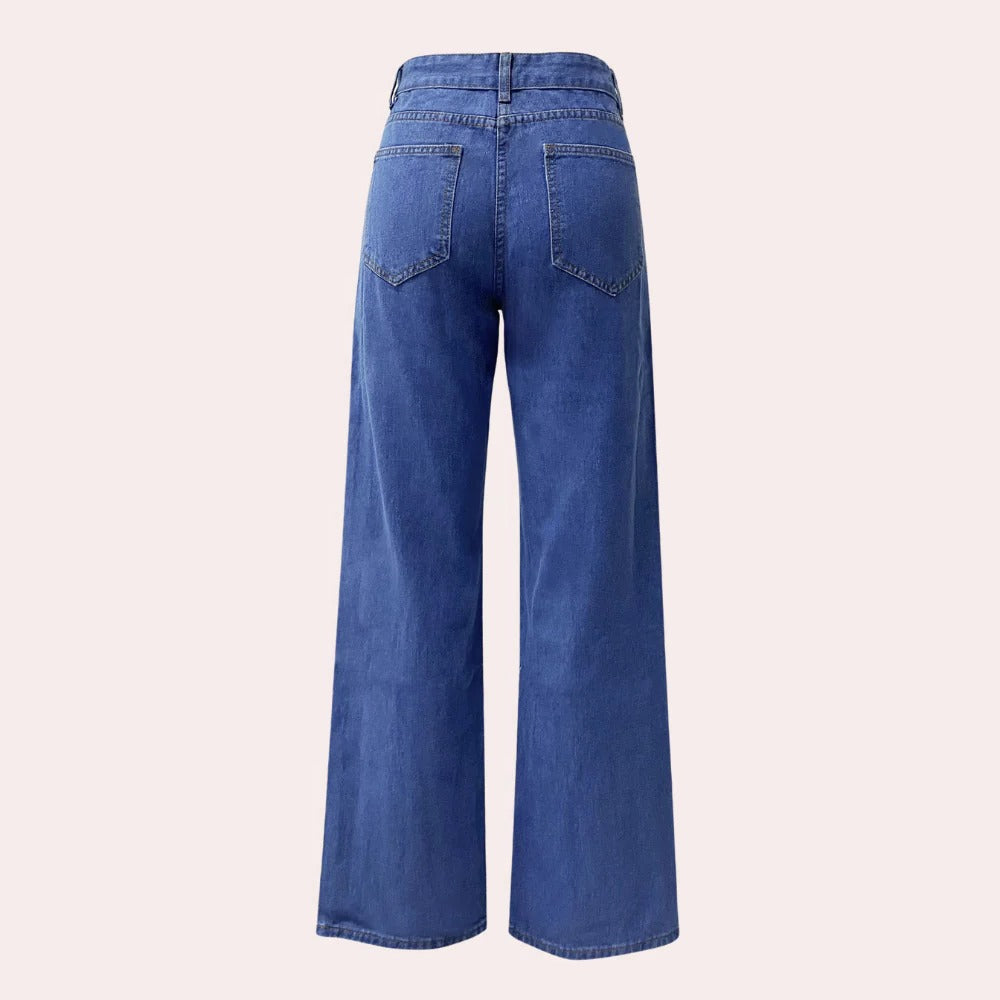 Damen-Jeans mit hoher Taille aus Stretch-Denim für Alltag, Büro und Freizeit – lange Beinlänge, US 2 bis 10, Dunkelblau, Hellblau, Schwarz