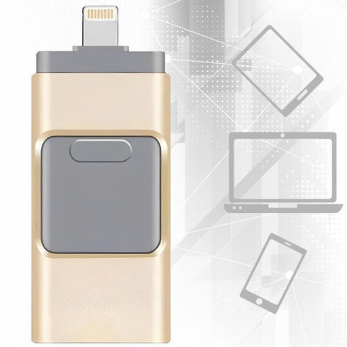 4-in-1-USB-Stick mit 32 GB für Smartphone, Tablet und PC – Lightning, USB-C, Micro-USB und USB-A, Datensicherung für Fotos und Videos, 4 Farben