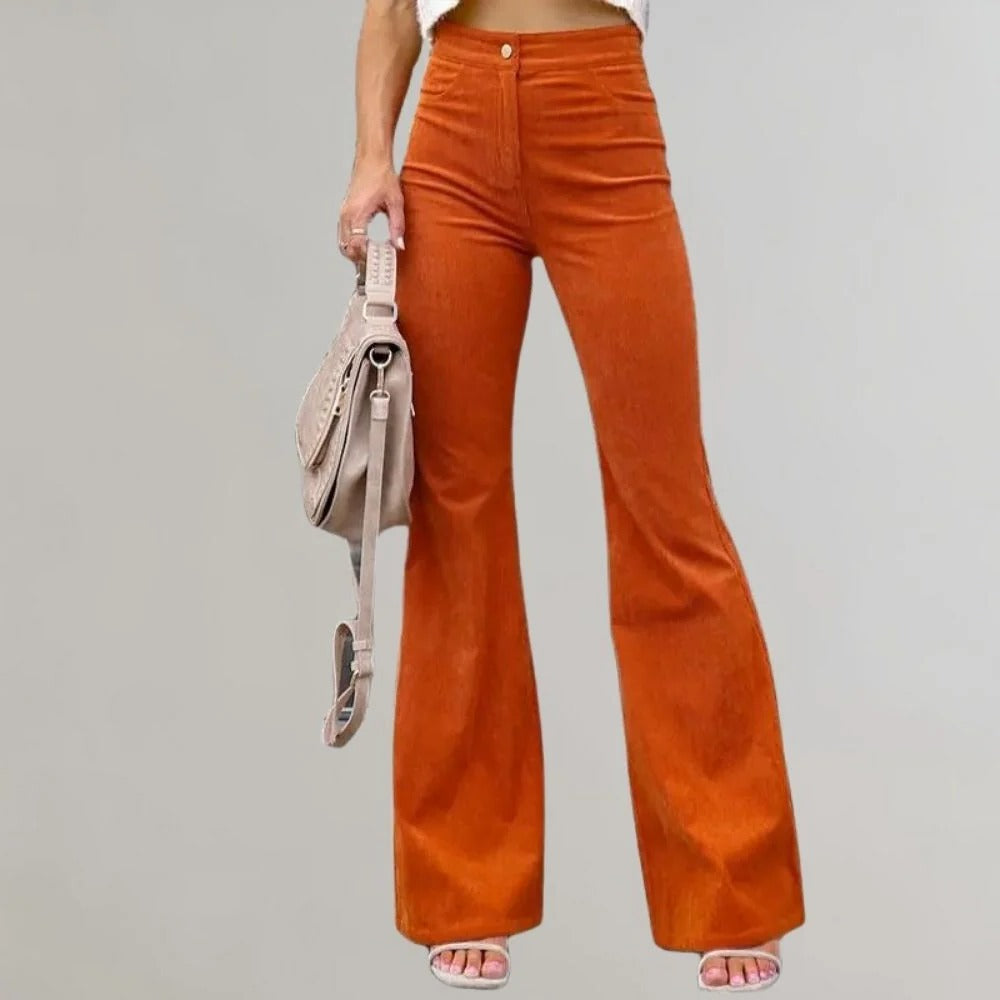 Ausgestellte Cordhose für Damen im Schlaghosen-Schnitt für Büro, Alltag und Wochenende – weicher Cord, atmungsaktiv, S bis 3XL, 6 Farben