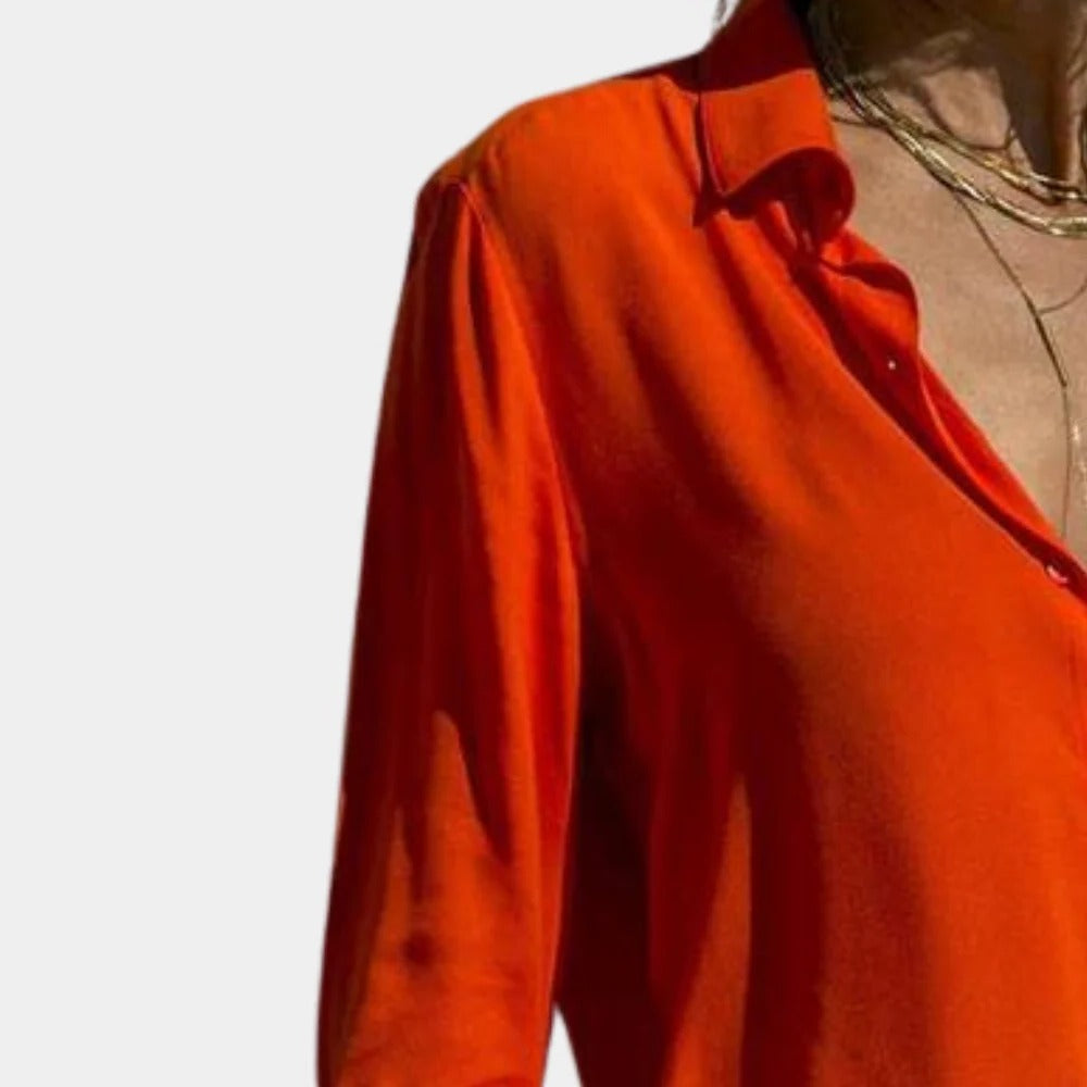 Langarm-Hemdbluse für Damen mit Hemdkragen und durchgehender Knopfleiste für Alltag und Anlässe – leichte Baumwolle, S bis 3XL, 5 Farben