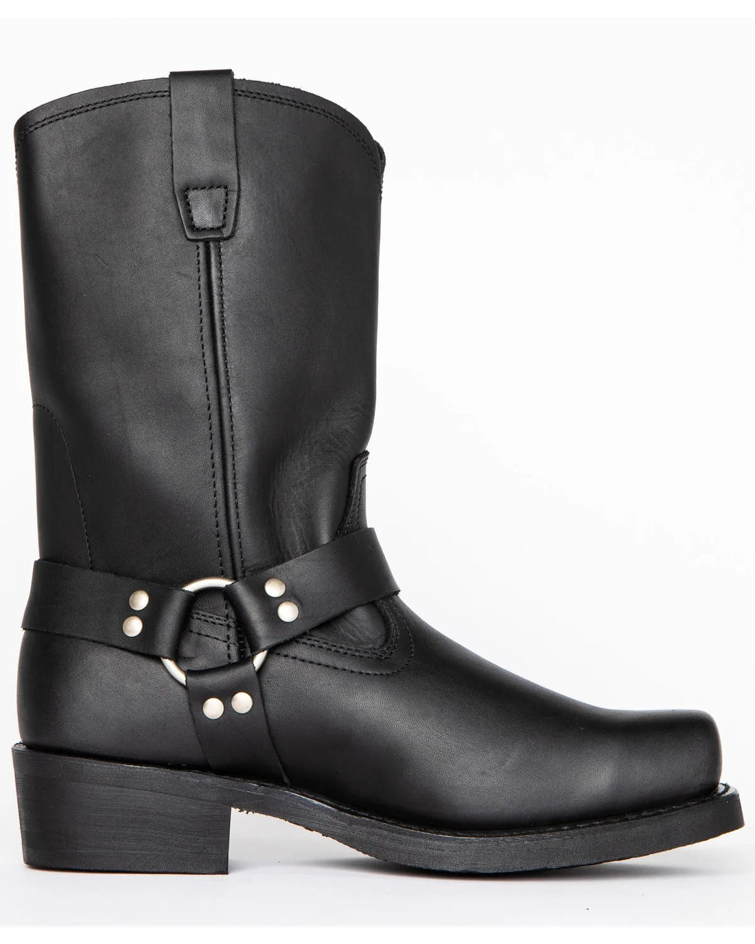Herren-Harness-Stiefel aus Echtleder mit silbernen Nieten und ca. 28 cm Schafthöhe – wasserdicht, rutschfeste Sohle, Größe 7 bis 12, 3 Farben