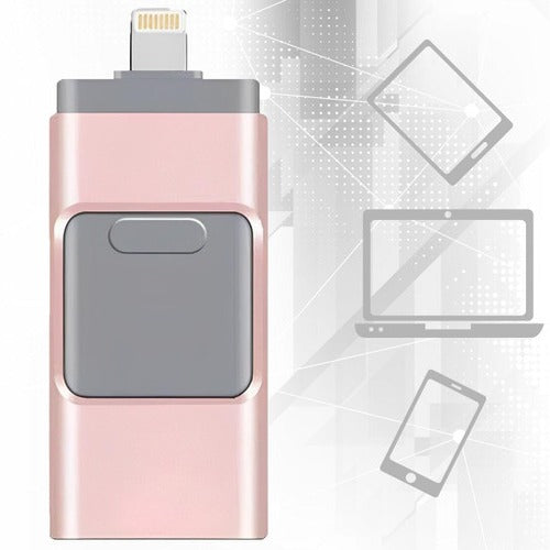 4-in-1-USB-Stick mit 32 GB für Smartphone, Tablet und PC – Lightning, USB-C, Micro-USB und USB-A, Datensicherung für Fotos und Videos, 4 Farben