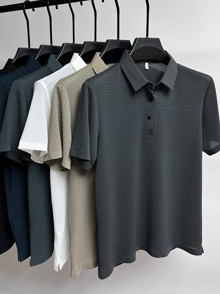 Herren-Poloshirt mit Mesh-Struktur für Sport, Freizeit und Meetings – kurzarm, atmungsaktiv, S bis 3XL, in 6 Farben von Weiß bis Schwarz
