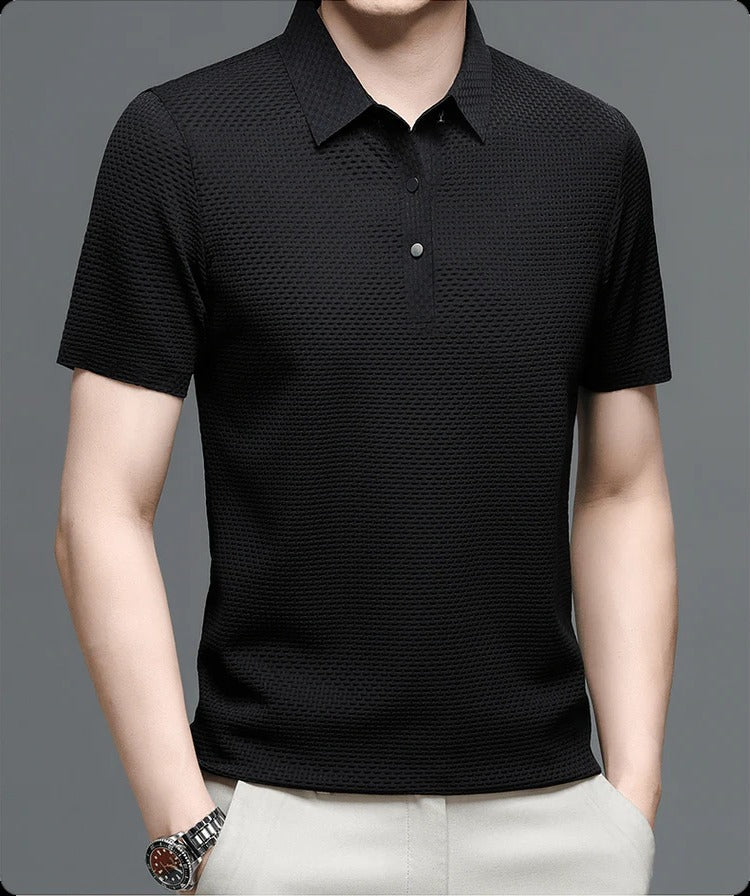 Herren-Poloshirt mit Mesh-Struktur für Sport, Freizeit und Meetings – kurzarm, atmungsaktiv, S bis 3XL, in 6 Farben von Weiß bis Schwarz