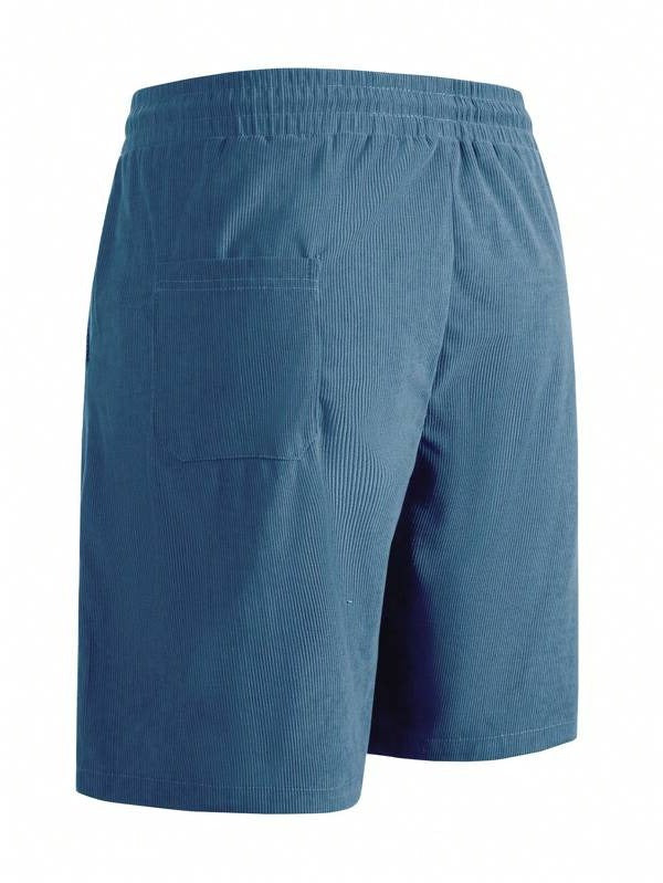 Kurze Cordhose für Herren aus 100 % Polyester mit leichtem Stretch für Freizeit und Zuhause – bequeme Passform, S bis 2XL, 10 Farben