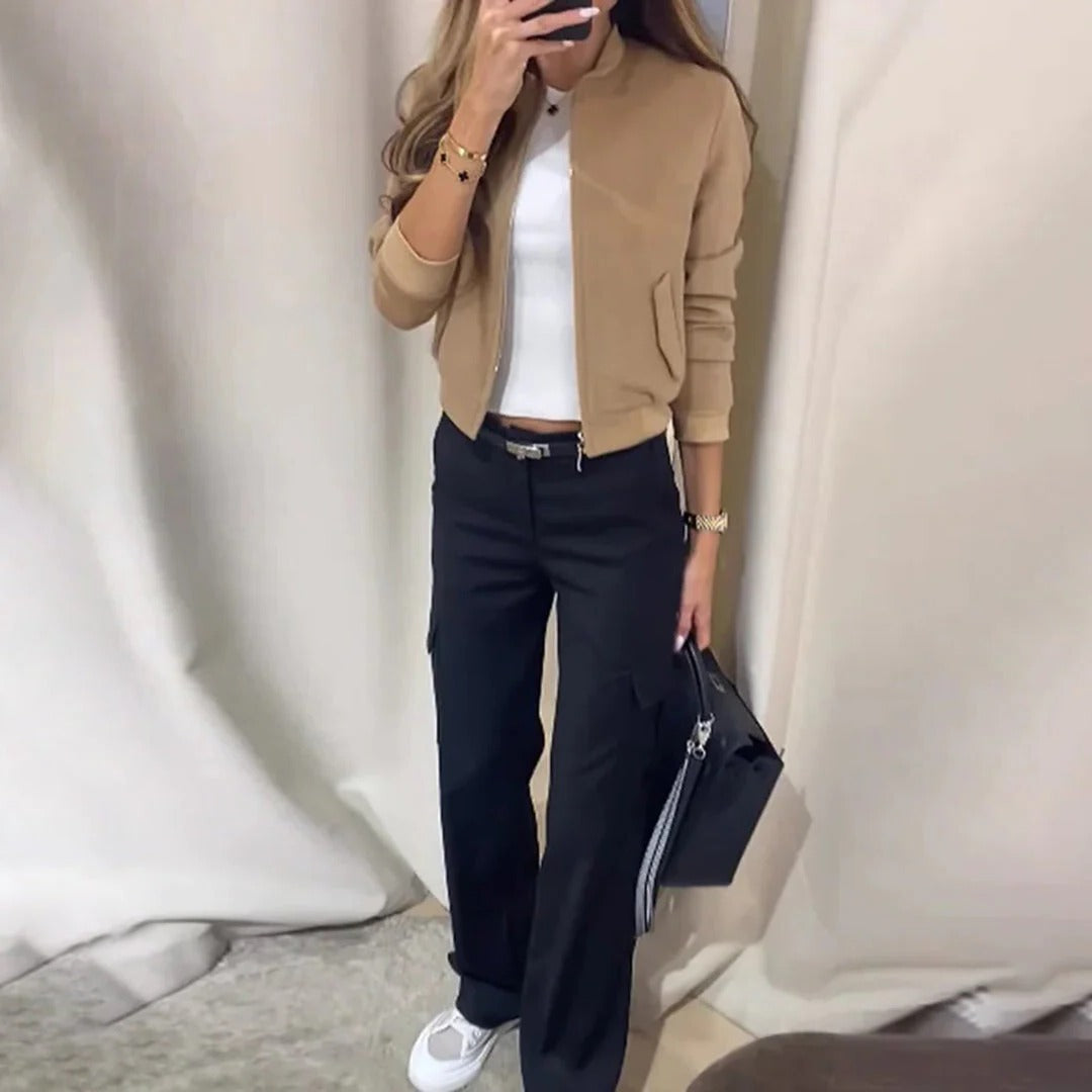Elegante Damenjacke im schlichten Chic-Stil für Büro, Stadt und Abend – klare Linie, Übergangsjacke für Frühjahr und Herbst, XS bis L