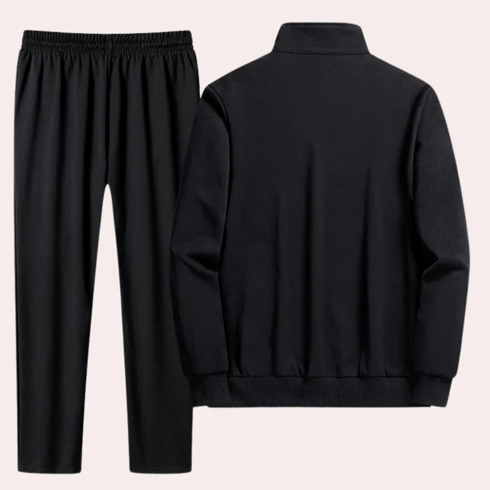 Trainingsanzug für Herren aus Polyester für Freizeit, Stadtbummel und Alltag – Jacke mit Stehkragen, Hose mit Gummibund, M bis 4XL, 3 Farben