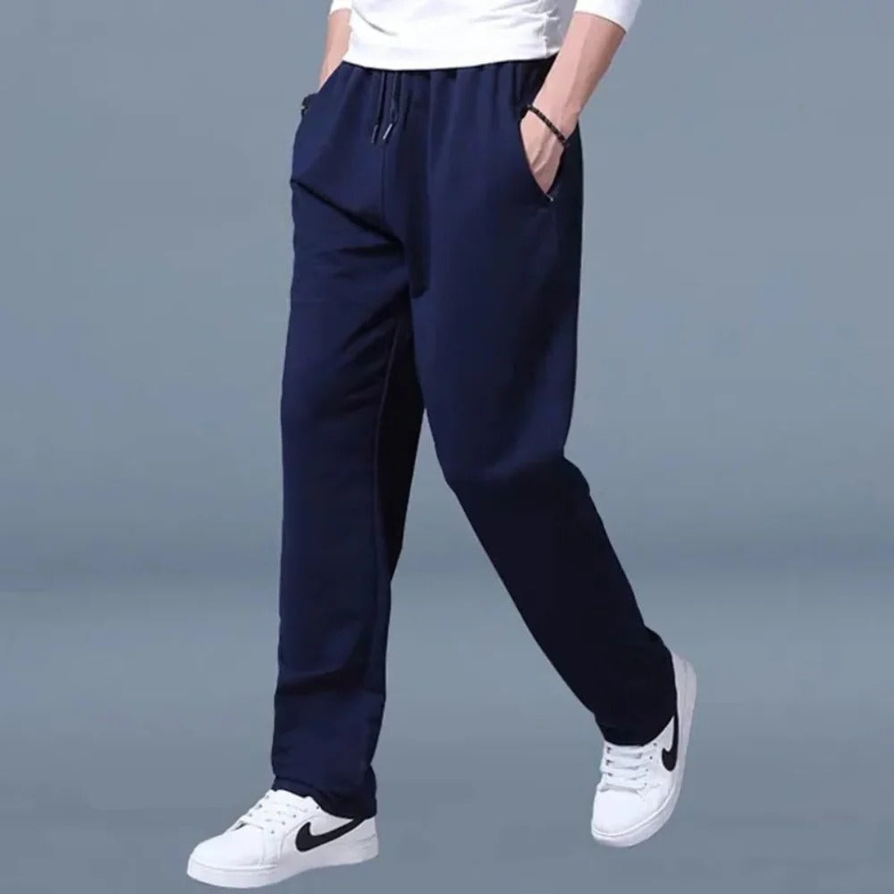Jogginghose für Herren aus 90 % Baumwolle mit geradem Bein für Freizeit und Sport – Gummibund mit Kordelzug, Seitentaschen, M bis 3XL, 4 Farben