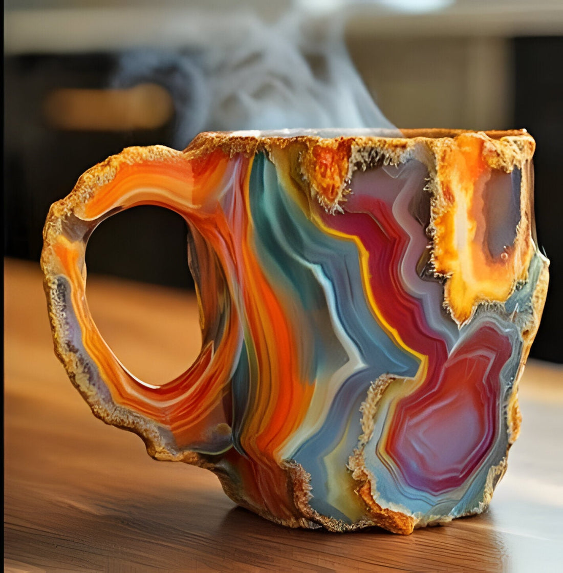 Kaffeetasse in Mineralkristall-Optik aus Kunstharz für Kaffee und Tee im Alltag – spülmaschinengeeignet, ergonomischer Henkel, in 12 Farben