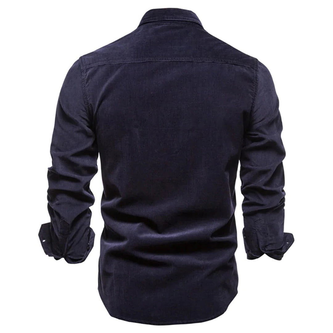 Cordhemd für Herren aus weichem Cord für Freizeit und gepflegte Looks – offen auch als leichte Jacke tragbar, M bis XL, Braun, Blau oder Grün