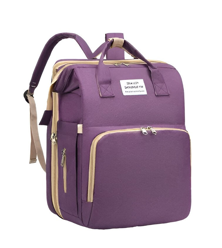 Wickelrucksack für Eltern für Ausflüge, Reisen und Alltag mit Baby – Rucksack für Windeln und Fläschchen, Grau oder Lila