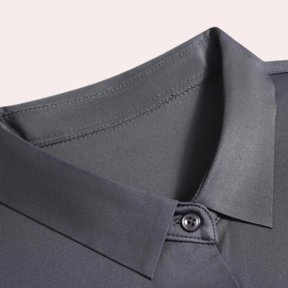 Knitterfreies Herrenhemd aus Polyester mit Elastan für Herbst und Winter – wärmend, formstabil, S bis 3XL, 6 Farben von Weiß bis Schwarz