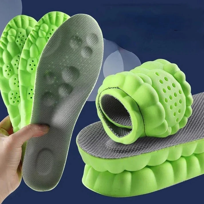 Weiche Einlegesohlen mit 4D-Dämpfung für Arbeitsschuhe, Stiefel und langes Stehen – atmungsaktiv, EU 35 bis 46, Orange, Grün, Schwarz, Grau
