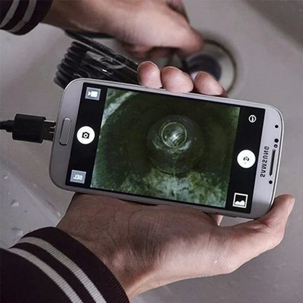 Endoskop-Kamera mit Kabel für Android, USB-C und iPhone für Abfluss, Wand, Motorraum und Lüftung – 7-mm-Kamerakopf mit 6 LEDs, wasserdicht