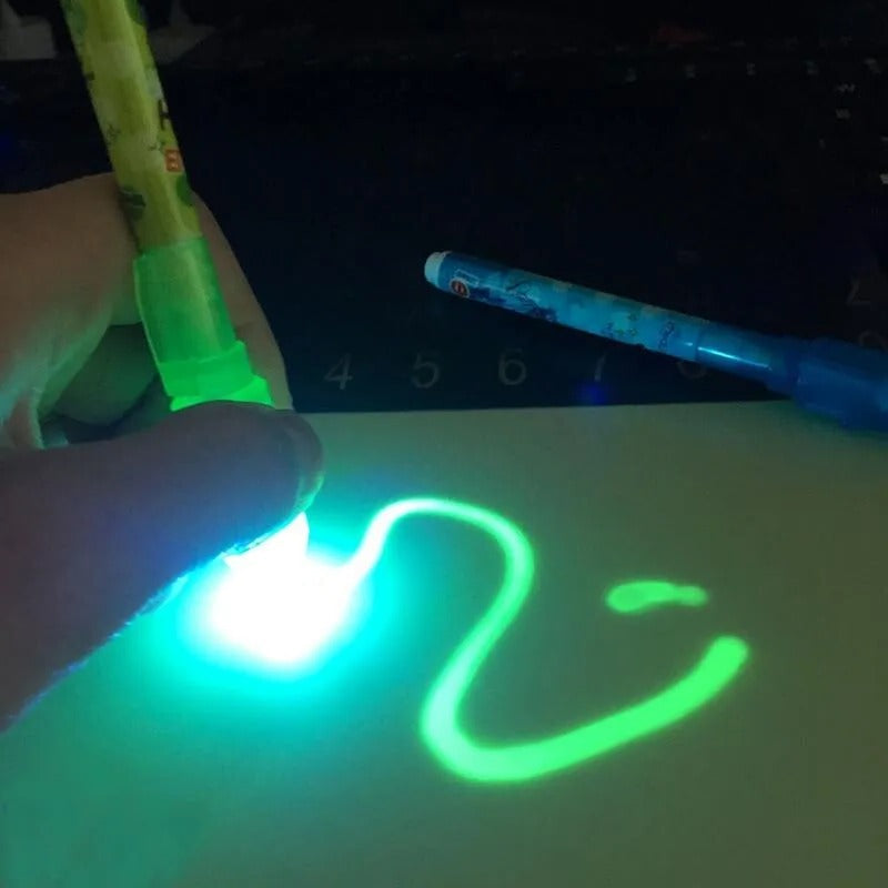 Leuchtzeichenbrett mit LED-Stift für Kinder ab 6 Jahren zum Malen mit Licht im Dunkeln – PVC, mit Schablone, fleckenfrei, für Zuhause und Reisen