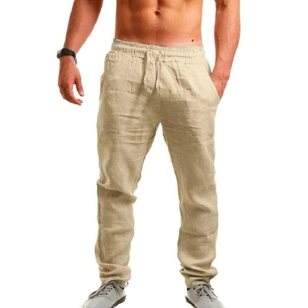 Leichte Leinenhose für Herren für Frühling, Sommer und Strand – luftig, atmungsaktiv, S bis 3XL, 7 Farben von Weiß bis Schwarz