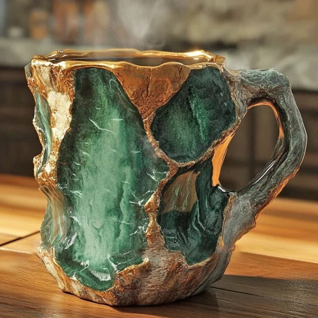 Kaffeetasse in Mineralkristall-Optik aus Kunstharz für Kaffee und Tee im Alltag – spülmaschinengeeignet, ergonomischer Henkel, in 12 Farben