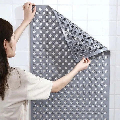 Duschmatte mit runden Ablauflöchern für Dusche und Nassbereiche – ca. 75 × 43 cm, strukturierte Oberfläche, faltbar, maschinenwaschbar, 6 Farben