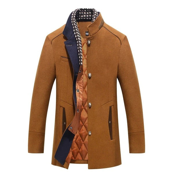 Herrenmantel aus reiner Wolle im klassischen, zeitlosen Design für jeden Kleidungsstil – wärmend, S bis 3XL, Braun, Blau, Schwarz oder Grau