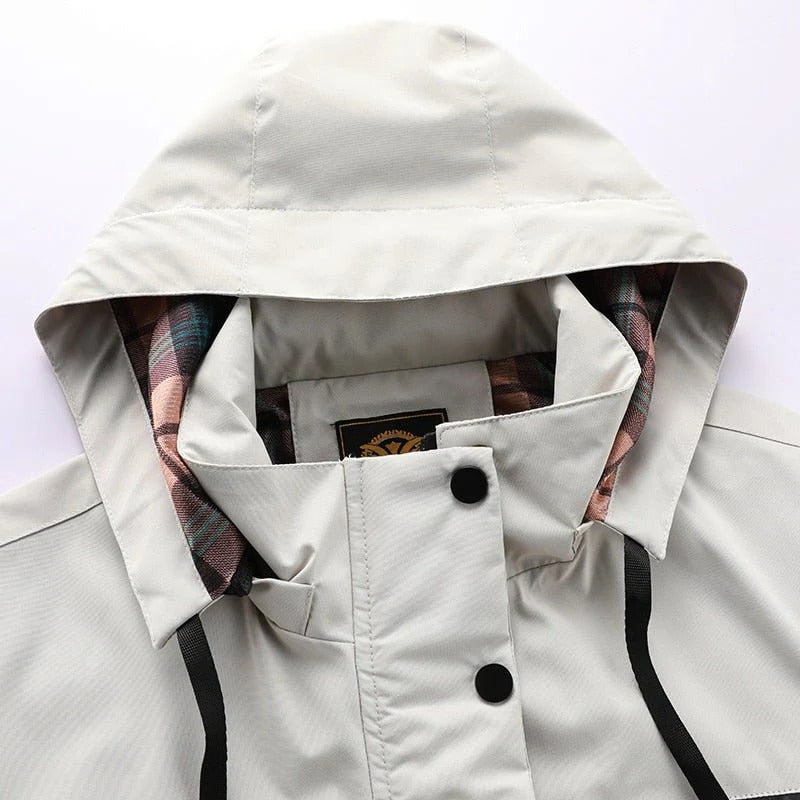 Wind- und wasserdichte Outdoorjacke für Herren mit verstellbarer, abnehmbarer Kapuze für Wandern und Camping – atmungsaktiv, XS bis 2XL, 4 Farben