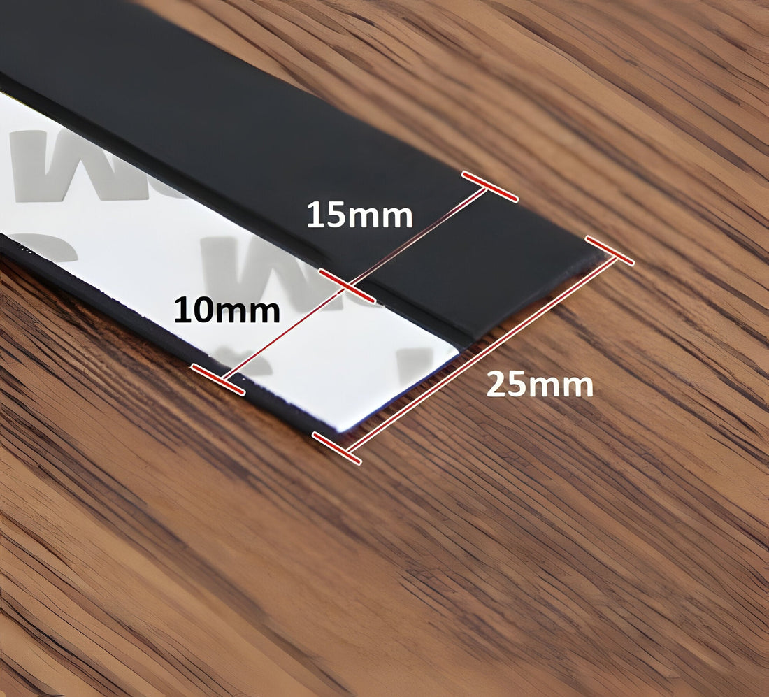 Selbstklebende Dichtungsleiste für Türen und Fenster gegen Zugluft – 5 m × 2,5 cm, zuschneidbar, flexibel, Schwarz, Grau, Transparent oder Weiß