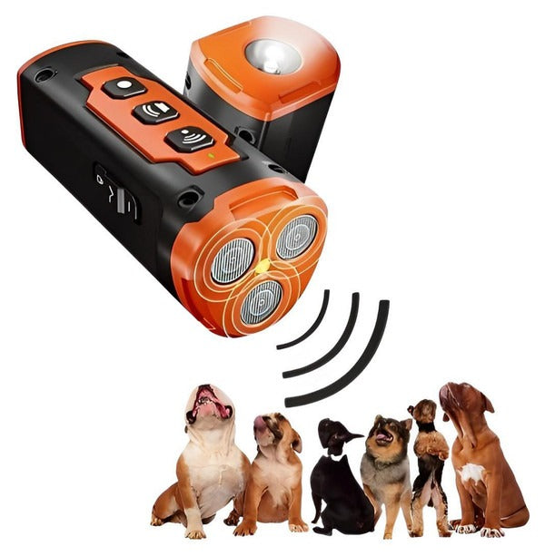 Ultraschall-Antibell-Handgerät für Hunde als Trainingshilfe gegen übermäßiges Bellen – mit LED-Taschenlampe, aufladbar, Orange oder Schwarz