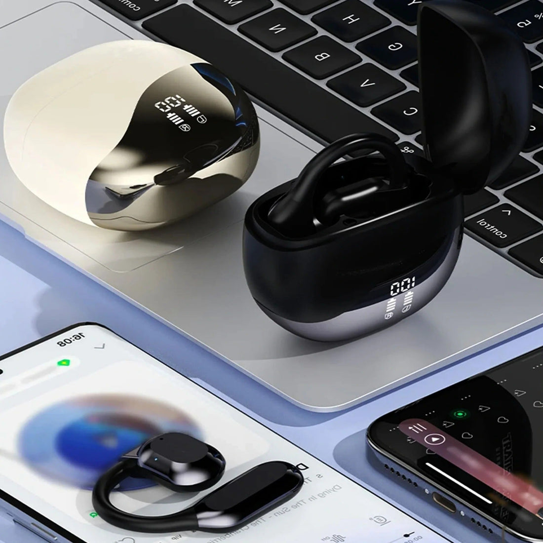 Übersetzer-Ohrhörer mit Bluetooth für Reisen, Geschäftstermine und Sprachenlernen – 144 Sprachen und Akzente, 3 Modi, Ladecase, Schwarz oder Gold