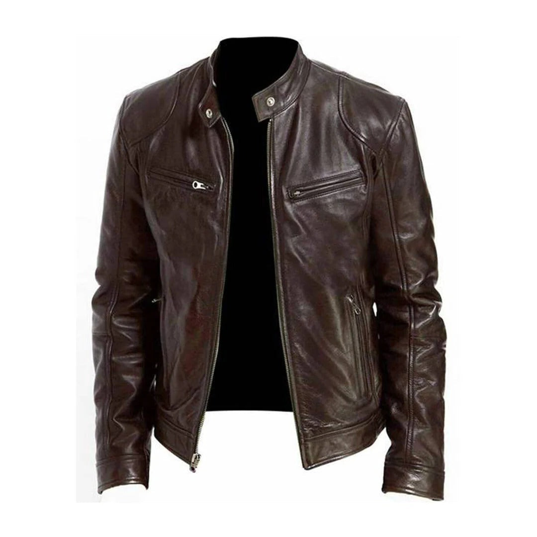 Herrenjacke aus Kunstleder (PU) mit weichem Innenfutter als Sommer- und Übergangsjacke – klassischer Schnitt, XS bis 2XL, 4 Farben