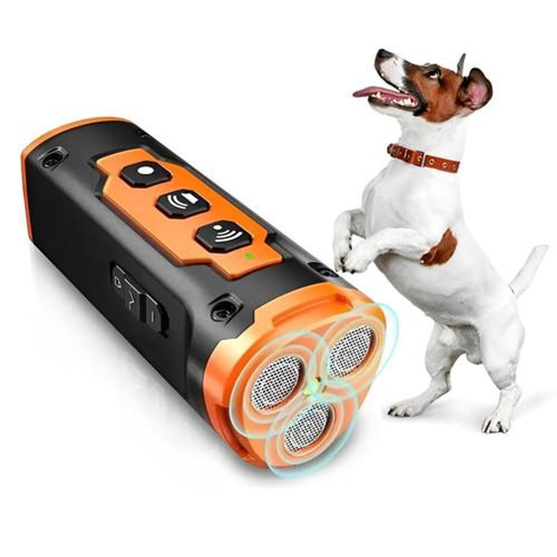 Ultraschall-Antibell-Handgerät für Hunde als Trainingshilfe gegen übermäßiges Bellen – mit LED-Taschenlampe, aufladbar, Orange oder Schwarz