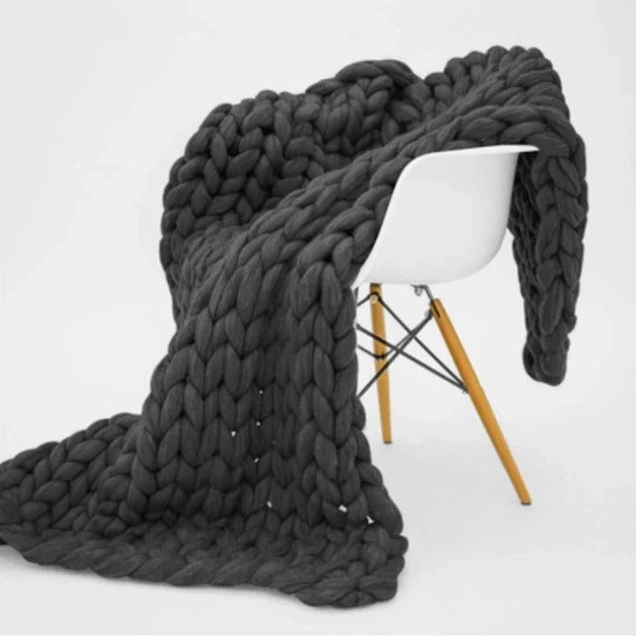 Grobstrick-Gewichtsdecke mit dicken Maschen für Schlafzimmer und Sofa – ca. 99 × 119 cm, 1,5 kg, atmungsaktiv, waschbar, 5 Farben